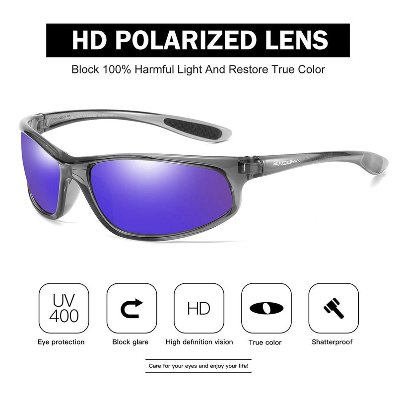 FAGUMA Polarized Sports Sunglasses For Men Cycling Driving Fishing UV400 Protection - Image 3